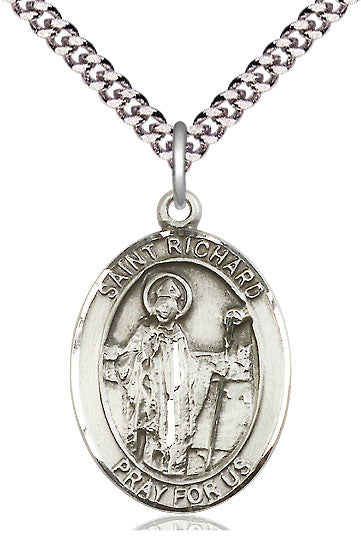 St. Richard Medal in Fine Pewter, 1" tall, Your Choice of Chain, # 5559
