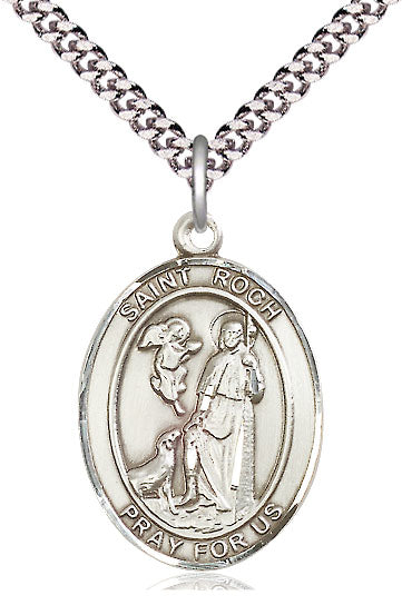 St. Roch Medal in Fine Pewter, 1" tall, Your Choice of Chain, # 5564