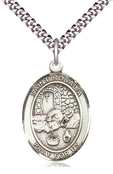 St. Rosalia Medal in Fine Pewter, 1" tall, Your Choice of Chain, # 5566
