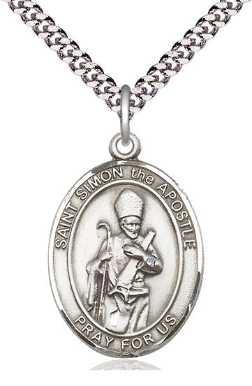 St. Simon the Apostle Medal in Fine Pewter, 1" tall, Your Choice of Chain, # 5582
