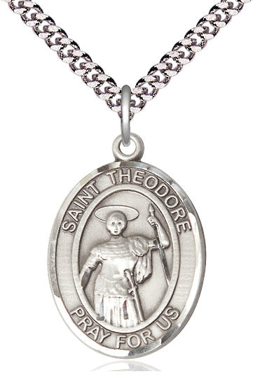 St. Theodore Medal in Fine Pewter, 1" tall, Your Choice of Chain, # 5592