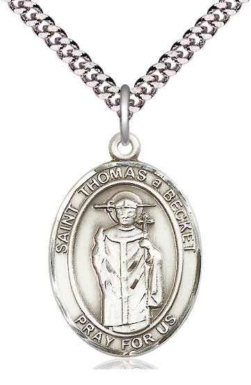 St. Thomas A Becket Medal in Fine Pewter, 1" tall, Your Choice of Chain, # 5595
