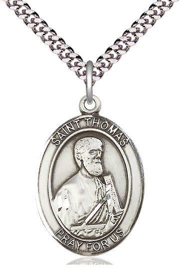 St. Thomas the Apostle Medal in Fine Pewter, 1" tall, Your Choice of Chain, # 5603