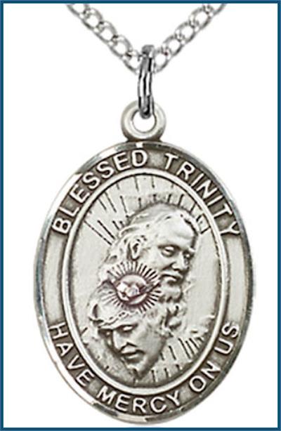 Sterling Silver Medal, 3/4"x9/16", Blessed Trinity, Your Choice of Chain, # 56771