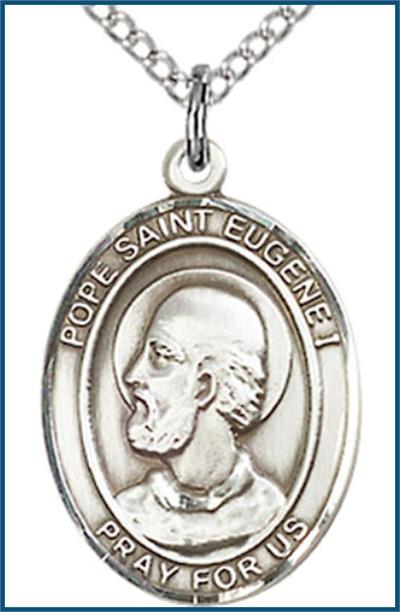 Sterling Silver Medal, 3/4"x9/16", Pope St. Eugene I, Your Choice of Chain, # 56797