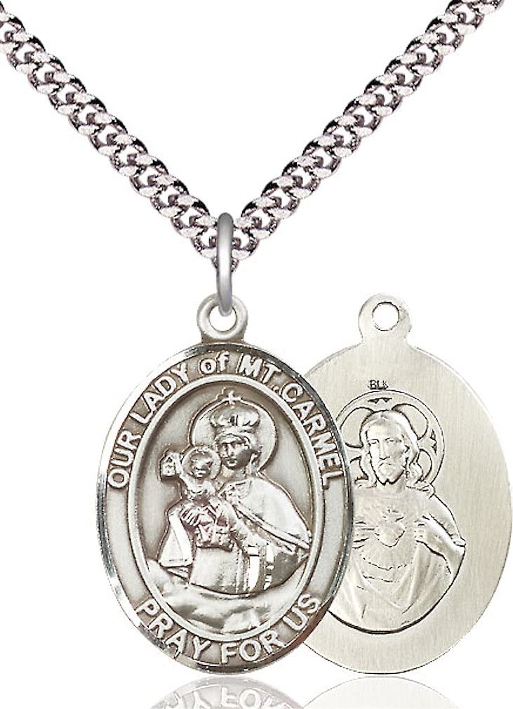 Our Lady of Mount Carmel Medal in Fine Pewter, 1" tall, Your Choice of Chain, # 4870