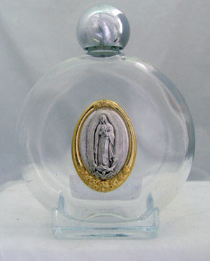 OL Guadalupe Glass Holy Water Bottles, 8 oz, 4.5", 3-Count Value Pack, # 56988
