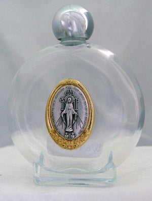 Miraculous Medal Glass Holy Water Bottles, 8 oz, 4.5", 3-Count Value Pack, # 56990
