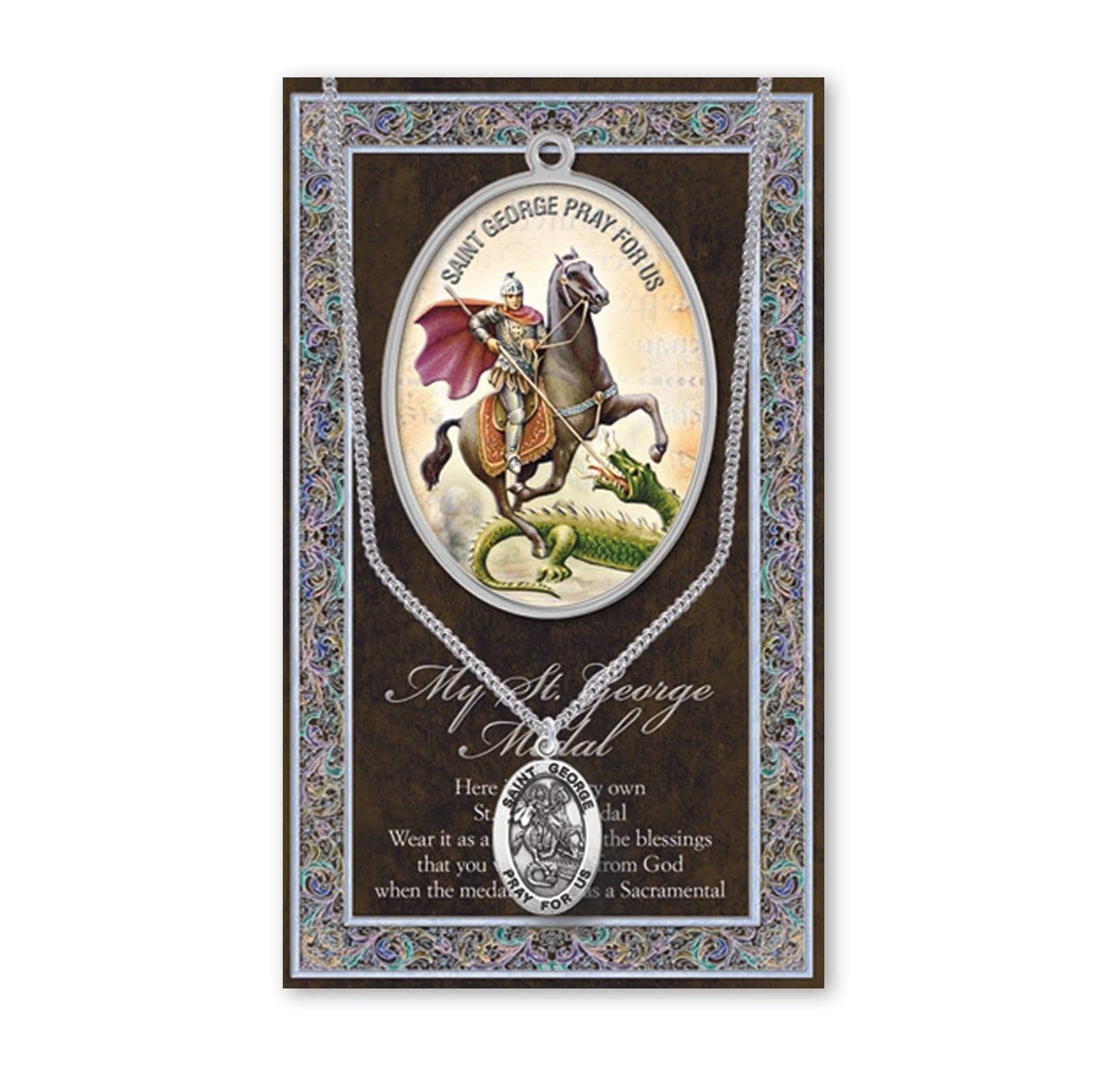15/16" Pewter Medal with Folding Prayer Card, St. George, # 93130