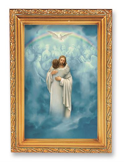 Antique Gold Frame, 5.75"x7.25" overall, Under Glass, Welcome Home, # 57159