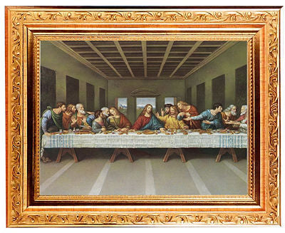 Last Supper Picture under Glass, Bright Gold Frame, 8.25"x10.25", # 57380