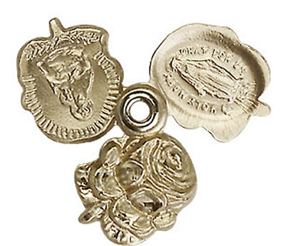 Rose Three Way Medal 7/16" Solid 14kt Gold, Free Chain, # 5749