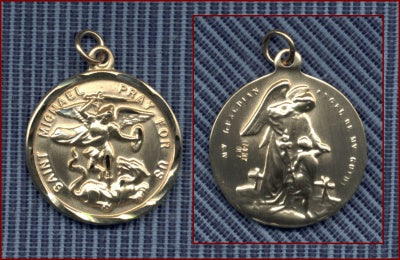 St. Michael 15/16", Solid 14kt.Gold, Free Chain, # 5751