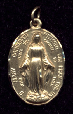 Miraculous, Oval, Dbl Row, 15/16", Solid 14kt Gold, Free Chain, # 5761