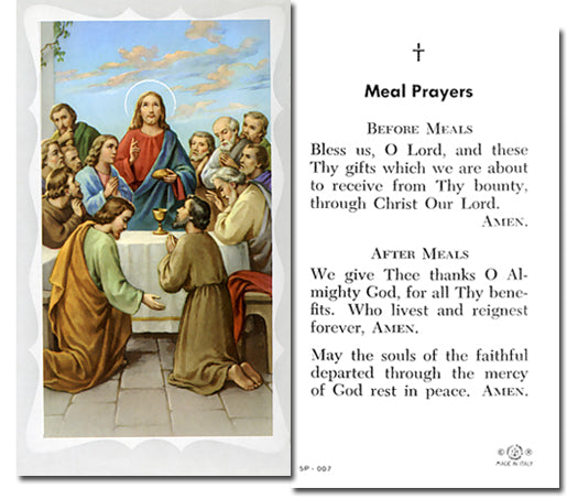 MEAL PRAYERS Paper Holy Cards, 2"x4", 100-pack, # 5774