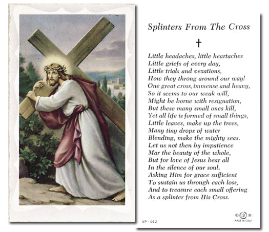 SPLINTERS FROM THE CROSS Paper Holy Cards, 2"x4", 100-pack, # 5782