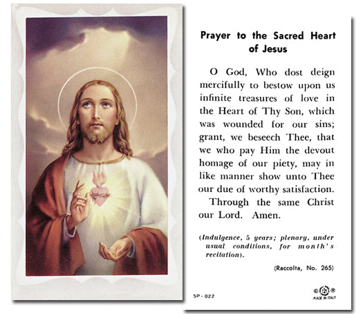SACRED HEART OF JESUS Paper Holy Cards, 2"x4", 100-pack, # 5792