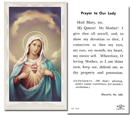 IMMACULATE HEART OF MARY Paper Holy Cards, 2"x4", 100-pack, # 5795