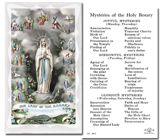 3 MYSTERIES OF THE ROSARY Paper Holy Cards, 2"x4", 100-pack, # 5821