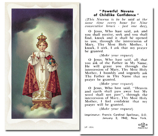 INFANT OF PRAGUE Paper Holy Cards, 2"x4", 100-pack, # 5827