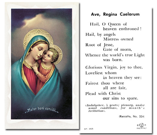 HAIL QUEEN OF HEAVEN Paper Holy Cards, 2"x4", 100-pack, # 5844