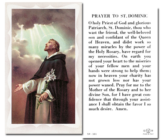 SAINT DOMINIC Paper Holy Cards, 2"x4", 100-pack, # 5860