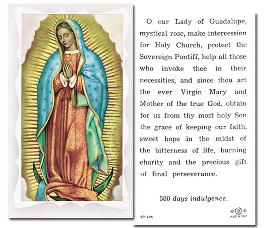 OUR LADY OF GUADALUPE Paper Holy Cards, 2"x4", 100-pack, # 5864