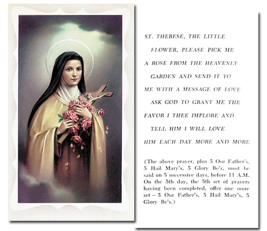 SAINT THERESE LISIEUX Paper Holy Cards, 2"x4", 100-pack, # 5867