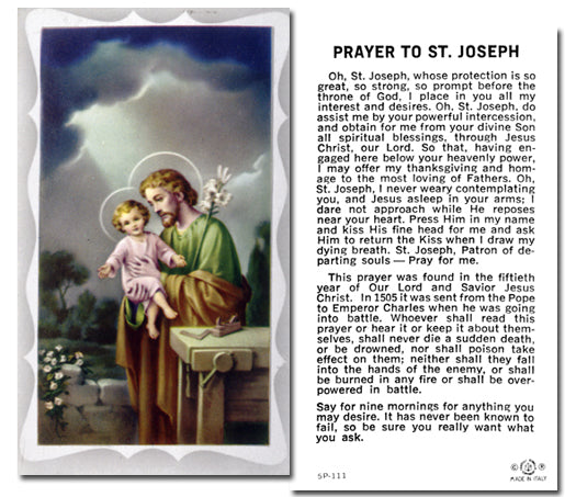 SAINT JOSEPH Paper Holy Cards, 2"x4", 100-pack, # 5869