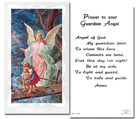 GUARDIAN ANGEL Paper Holy Cards, 2"x4", 100-pack, # 5884