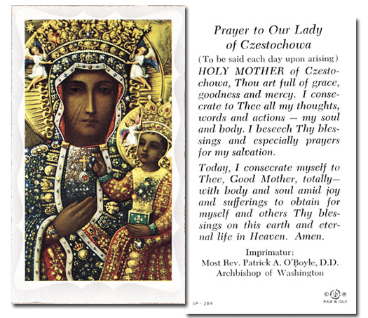OUR LADY OF CZESTOCHOWA Paper Holy Cards, 2"x4", 100-pack, # 5885
