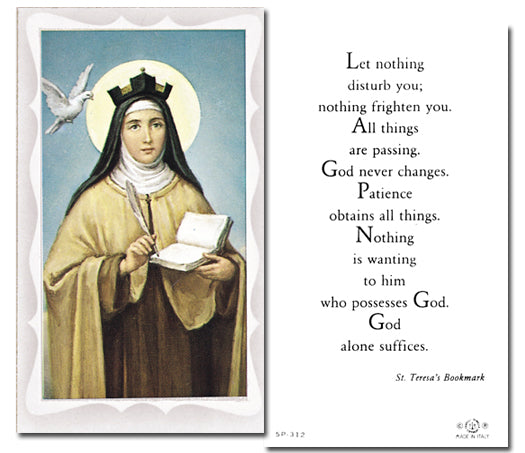 SAINT TERESA OF AVILA Paper Holy Cards, 2"x4", 100-pack, # 5888