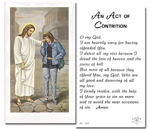 GIRL'S ACT OF CONTRITION Paper Holy Cards, 2"x4", 100-pack, # 5892