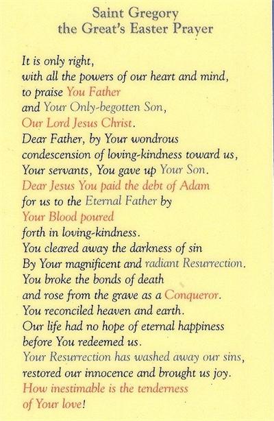 Saint Gregory, the Great's Easter Prayer, Laminated Holy Card, # 59045
