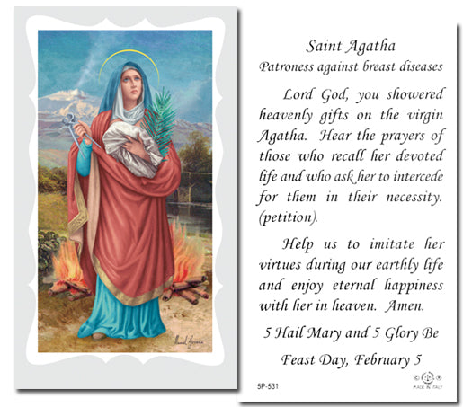 SAINT AGATHA Paper Holy Cards, 2"x4", 100-pack, # 5907