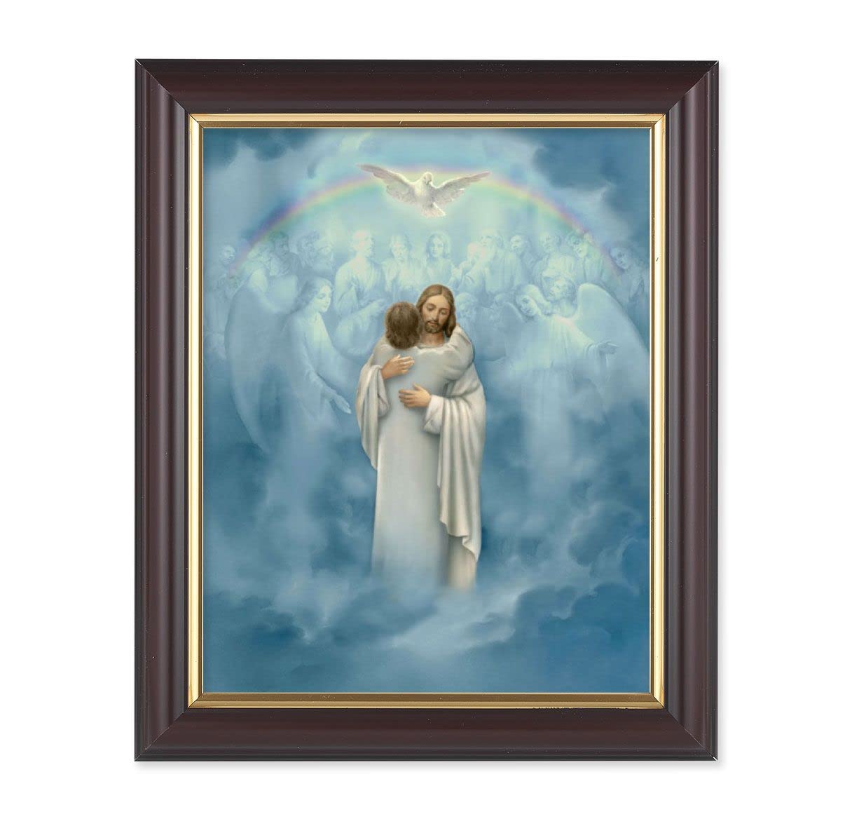 Christ Welcoming Home, 10"x12", Classic Fluted Walnut Finished Frame, Italian Print Under Glass # 26184