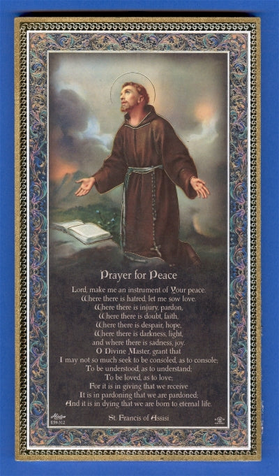 Gold Foil Stamped Italian Image, 5" x 9" Plaque, St. Francis of Assisi, # 30804