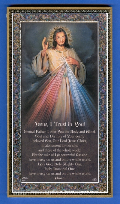 Gold Foil Stamped Italian Image, 5" x 9" Plaque, Divine Mercy, # 30810