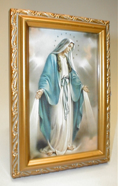Antique Gold Frame, 5.75"x7.25" overall, Under Glass, Our Lady of Grace, # 59607