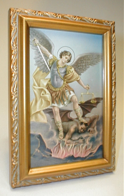 Antique Gold Frame, 5.75"x7.25" overall, Under Glass, St. Michael, # 59610