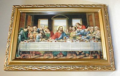 Antique Gold Frame, 5.75"x7.25" overall, Under Glass, Last Supper, # 59611