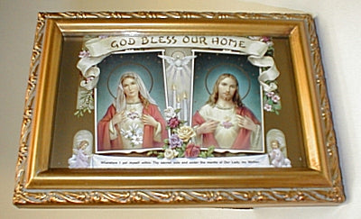 Antique Gold Frame, 5.75"x7.25" overall, Under Glass, God Bless Our Home, # 59612