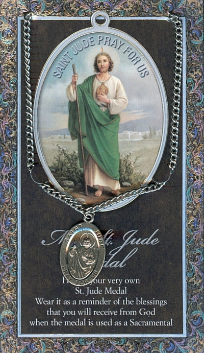 15/16" Pewter Medal with Folding Prayer Card, St. Jude, # 59637
