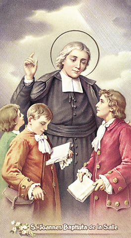 Italian Paper Holy Cards, 2"x4", Blank Back, St. John Baptist de La Salle, 100-Pack, # 5984