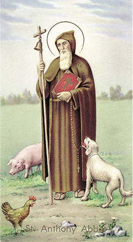 Italian Paper Holy Cards, 2"x4", Blank Back, St. Anthony Abbot, 100-Pack, # 5996