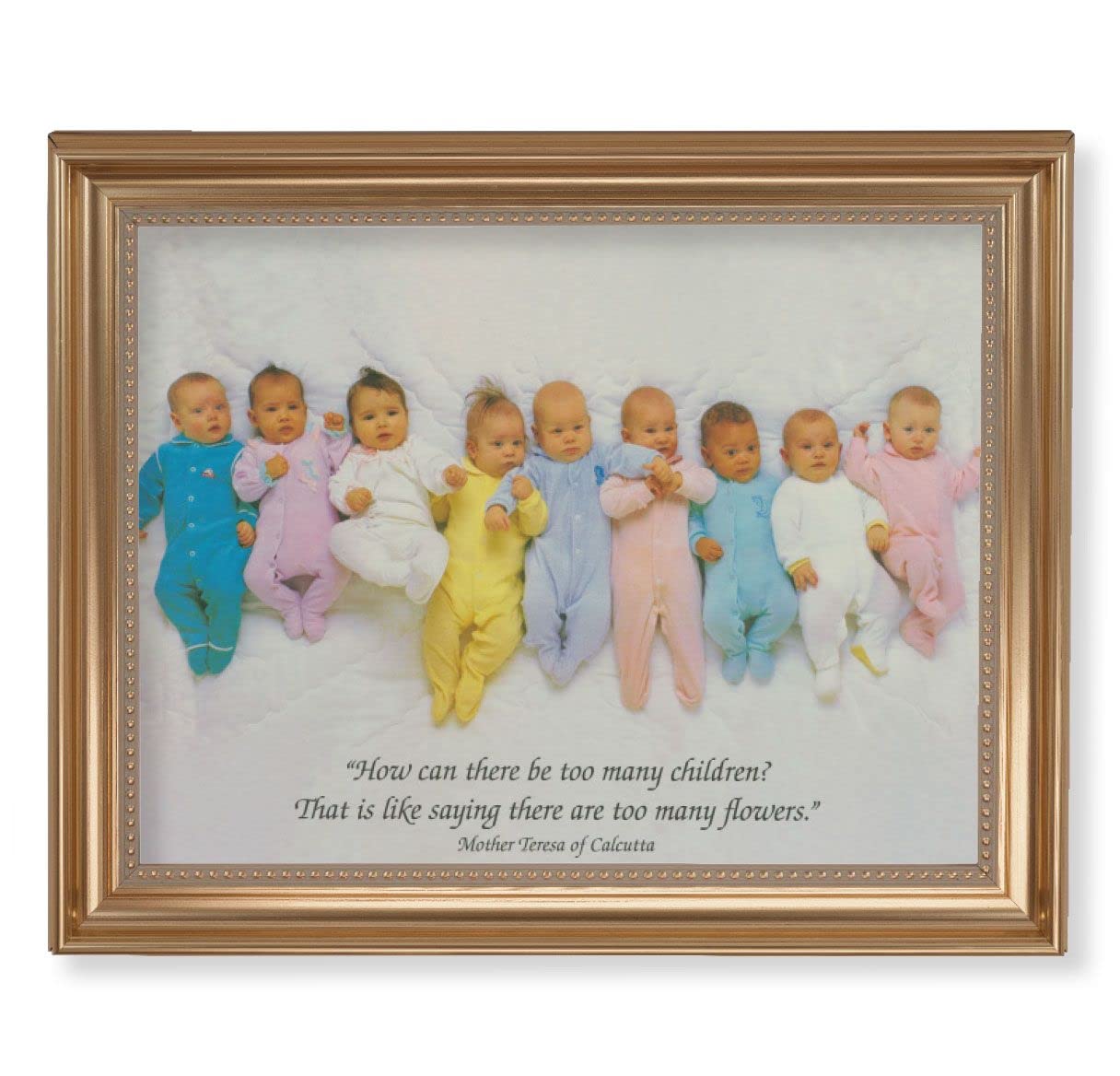 St. Teresa of Calcutta Quote Picture, 13-1/2"x16-9/16 Gold-Leaf Fluted Frame with Beaded Lip, Textured Italian Print # 25327