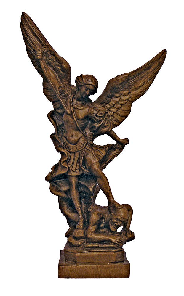 8.5" St. Michael Statue in Woodtone Alabaster, Made in Italy, # 21934