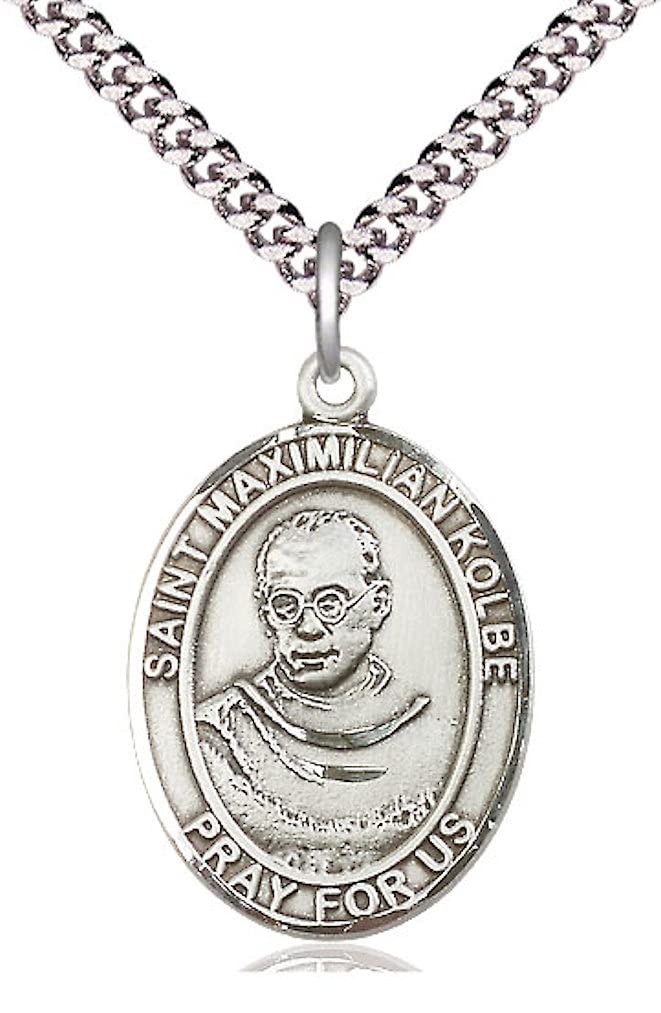 St. Maximilian Kolbe Medal in Fine Pewter, 1" tall, Your Choice of Chain, # 5479