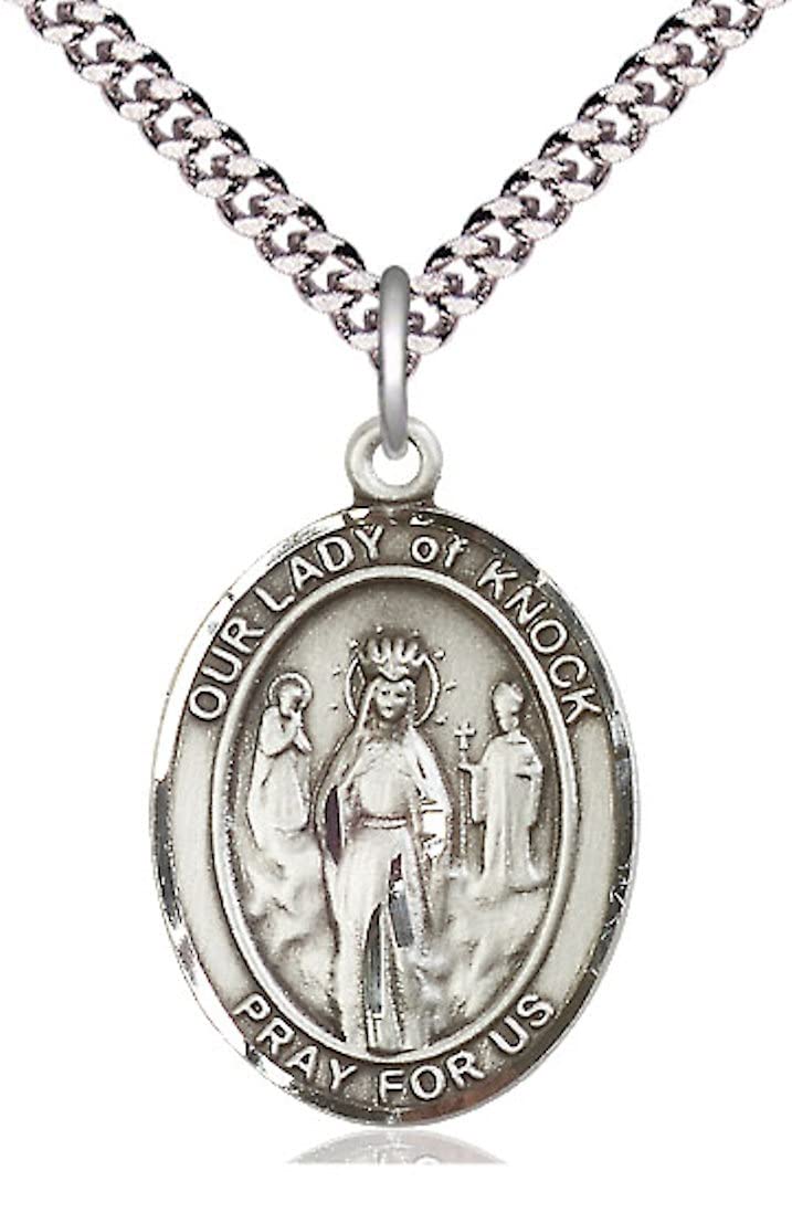 Our Lady of Knock Medal in Fine Pewter, 3/4" tall, Your Choice of Chain, # 5638