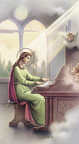 Italian Paper Holy Cards, 2"x4", Blank Back, St. Cecilia, 100-Pack, # 6014